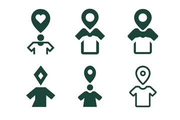 Ethical Fashion Icons. Ethical fashion. Icon set. Set Logo of Ethical fashion: transparent supply chain map. harmonious logo variations of the same emblematic