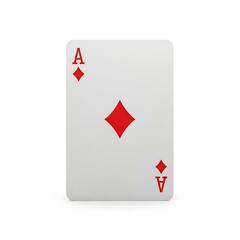 Obraz premium Single Ace of Diamonds Playing Card Isolated on White, Casino Gaming Element