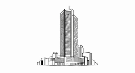 Obraz premium Tall skyscraper dominates a city skyline with surrounding buildings