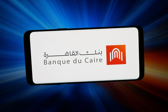 Stuttgart, Germany - 02-27-2026: In this photo illustration, the logo of Egypt financial company Banque du Caire (BdC) is displayed on a smartphone in front of abstract background on computer screen.