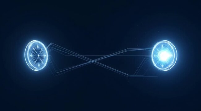 Quantum Entanglement Particles Connected Abstract Technology.