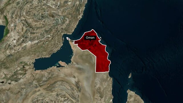 Oman Map Animation with Flag &ndash; Middle East Country Location Zoom Motion Graphic 4K