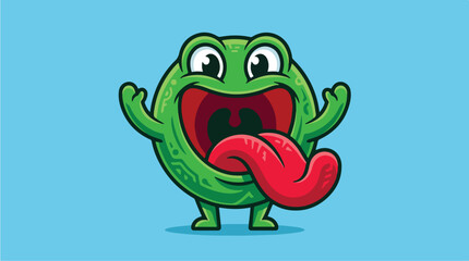 Fototapeta premium Funny Cartoon Frog Character with Big Tongue.