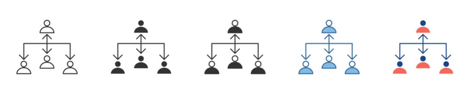 Depicting a clear visual representation of an organizational structure, these icons illustrate management hierarchy and team relationships, perfect for business and corporate design