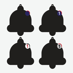 Filled Notification Bell Icon with Unread Badge Counter for Mobile App and Web UI Vector Set