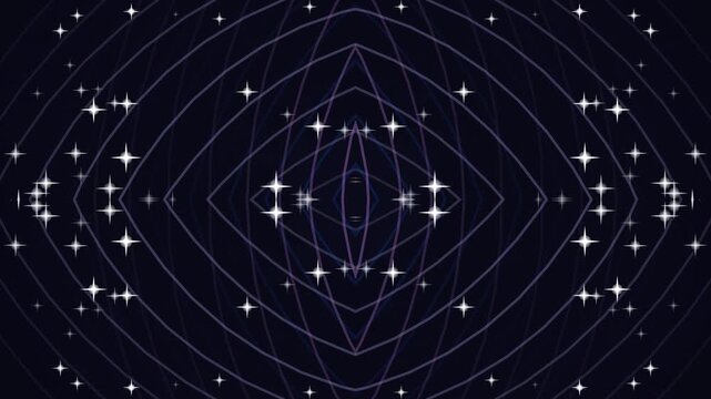 Geometric pattern of interconnected circles and stars on a dark background.