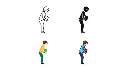 Fototapeta premium Person Reading Book Icon Set Education Knowledge