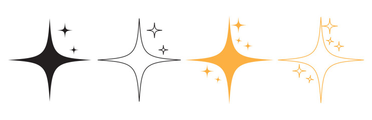 Sparkle Icons. Twinkle stars set. Shine, glitter, twinkling stars. star shapes suggesting sparkle or cleanliness. © Rami