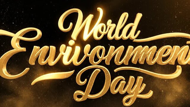 Golden World Environment Day typography design with glitter