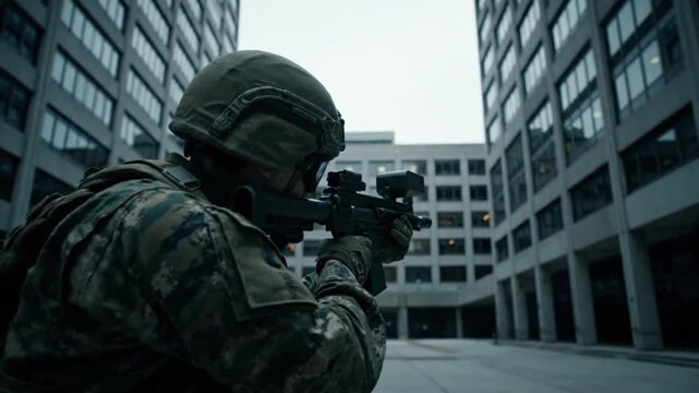 Engaging Military Training Scene in Urban Environment