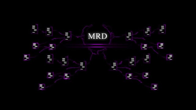 Futuristic Digital Network with M R D Central Node and Data Flow Connections MRD central node cyberpunk technology