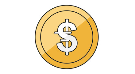Obraz premium Golden coin illustration with dollar sign financial concept isolated