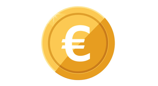 Golden euro coin isolated on white background for financial concepts