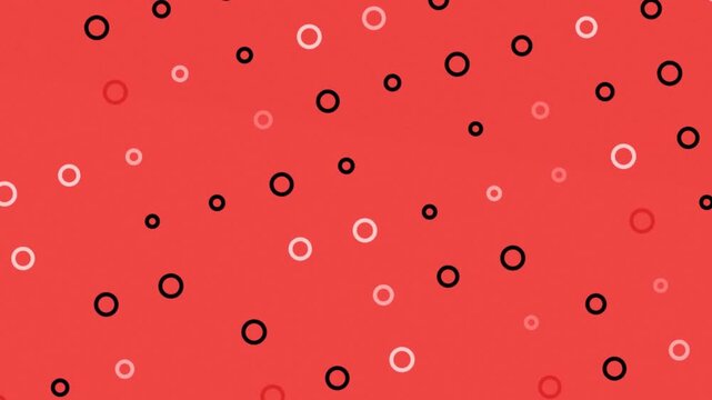 Geometric Dots Crossing a Warm Red Background in Dynamic Pattern