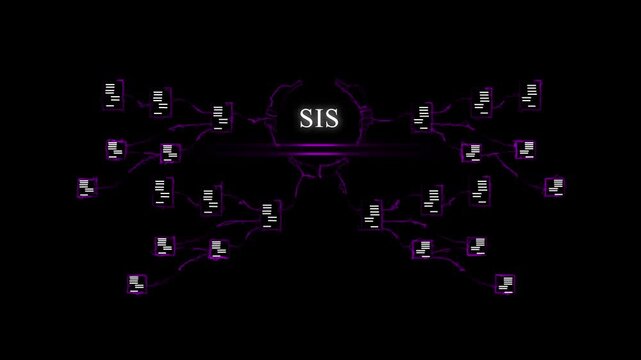 Futuristic Digital Network with Central S I S Node and Data Flow Connections SIS node cyber network digital technology