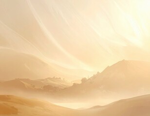 Serene Desert Landscape Under Soft Golden Light at Dusk