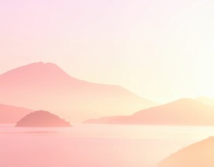 Serene Landscape with Soft Pastel Colors and Gentle Mountain Contours