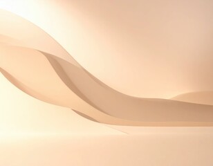 Soft Curves and Gentle Waves in Minimalist Beige Abstract Landscape