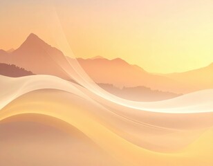 Soft Abstract Mountain Landscape at Sunrise with Gentle Waves