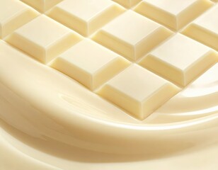 Creamy White Chocolate Bar on Smooth Melted Chocolate Surface