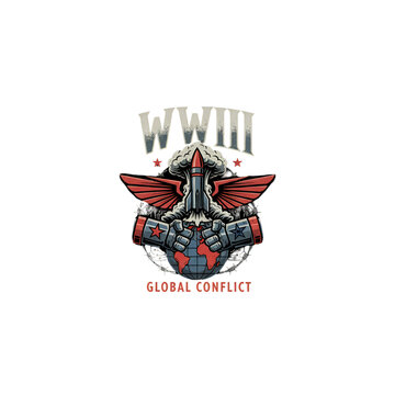 WWIII Global Conflict Nuclear War Emblem Illustration