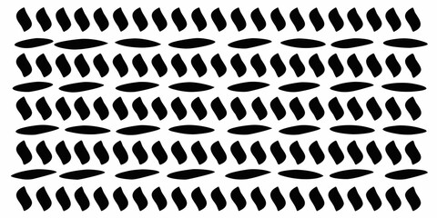 Abstract pattern of repeating black shapes on a white background