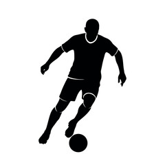 Fototapeta premium Football player silhouette dribbling with ball in motion vector illustration