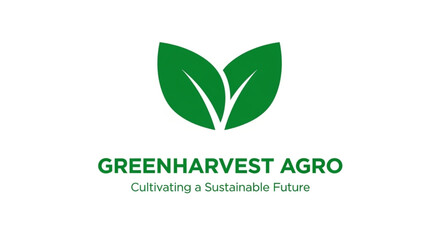 Greenharvest Agro logo with leaves and sustainable tagline.