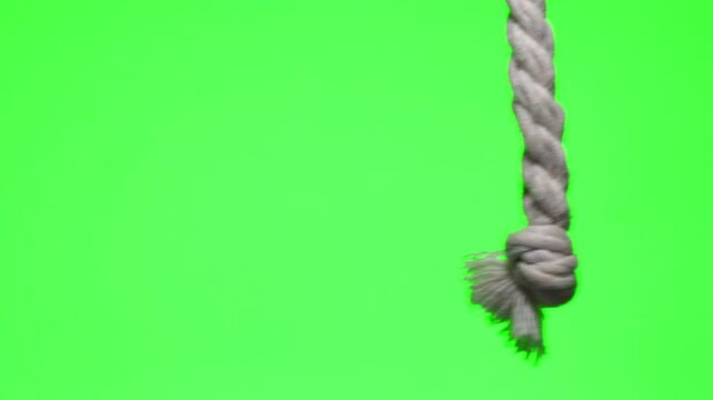 A rope with a knot at the end.
A strong white rope on an isolated background.