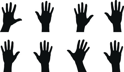 Obraz premium Hand gestures icon set various palm silhouettes for communication and expression