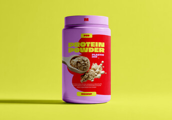 Single Protein Powder Container Mockup Standing Alone