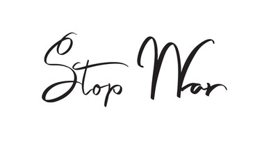 Obraz premium Stop war text font calligraphy hand written lettering script black color object icon stop war iran iranian crisis peace conflict military palestine army battle us usa united state america attack bomb 