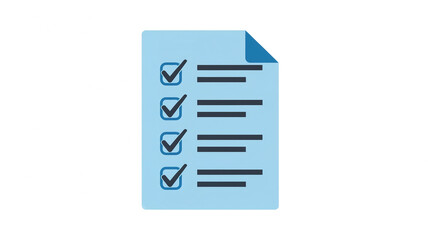 Blue Checklist Icon on Document: Completed Tasks, Survey Results, and Quality Assurance Concept