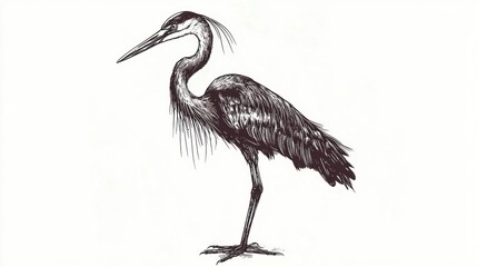Obraz premium Detailed line drawing of a heron (1)
