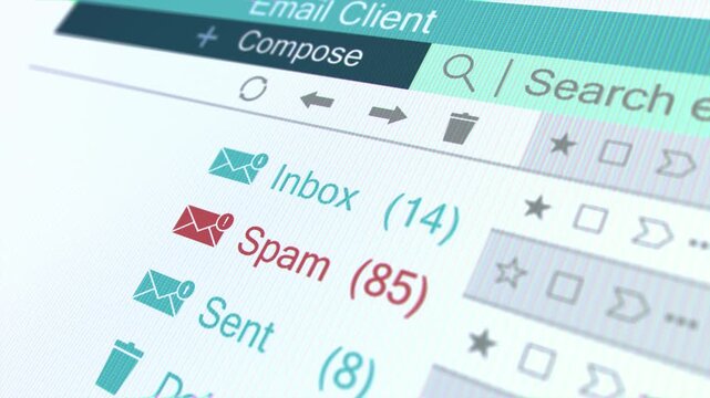 Customer email contact interface frome counter for inbox and spam emails online digital display