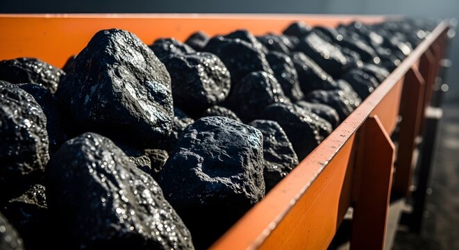 Industrial conveyor system transporting rare earth elements in a refinery plant. High-quality mineral processing for renewable energy components and magnets