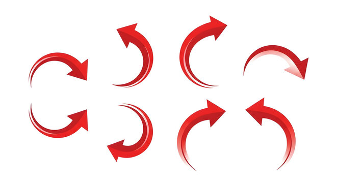 Collection of red arrows pointing in various directions