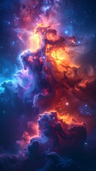 Obraz premium Vibrant celestial abstract showing a cosmic cloud formation
