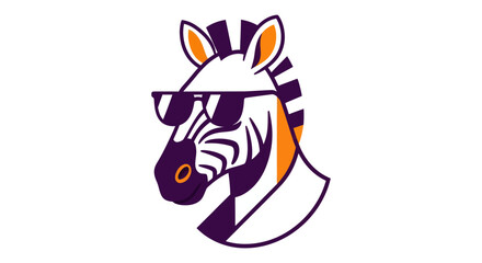 Fototapeta premium Stylized zebra head with sunglasses on white background graphic design