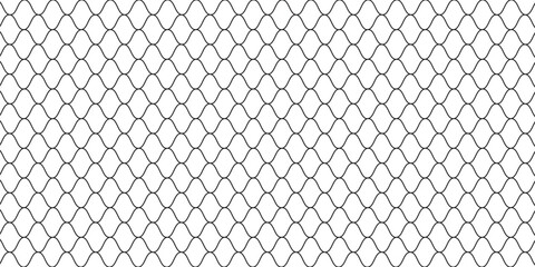 Curved fishing net or soccer ball. Wire or lace pattern. Black net texture isolated on a white background. Metal or fabric fence, fishing net, cage, or lattice structure. Vector illustration.eps 10 © fais