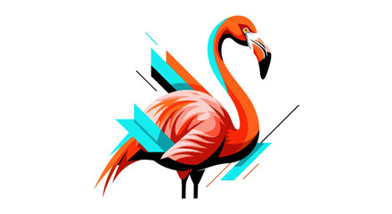 Vibrant flamingo illustration against white background decorative design © Akun
