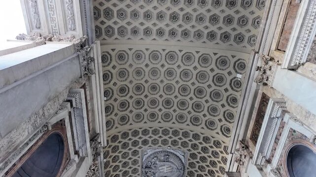Cinematic Slow Motion Ceiling Of Portico In San Giovanni In Laterano