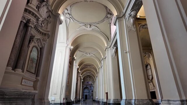Cinematic Slow Motion Side Aisle Of Santa Maria Maggiore Rome