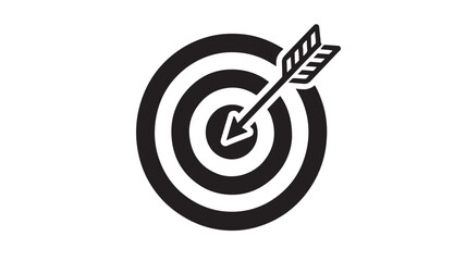Minimalist Vector Icon of a Bullseye Target with an Arrow Hitting the Center Representing Precision and Goal Achievement