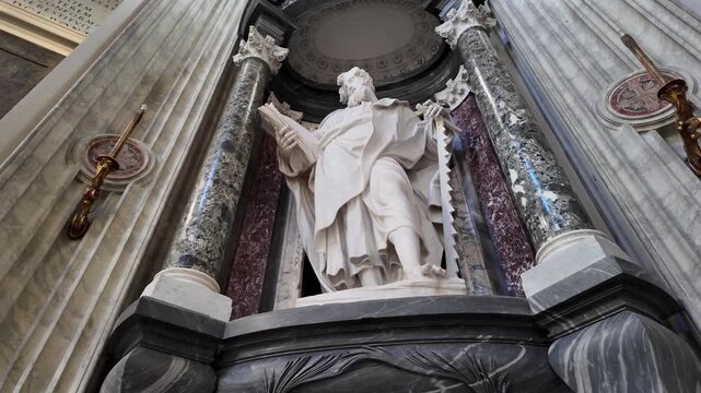 Cinematic Slow Motion Statue Of Saint Simon Saint John Lateran Rome