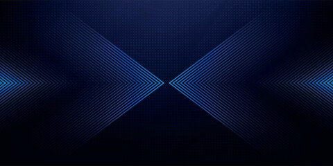 Dark blue abstract background. Glowing triangle geometric lines overlapping. Modern shiny blue lines pattern. Futuristic technology concept. Vector modern © alfan