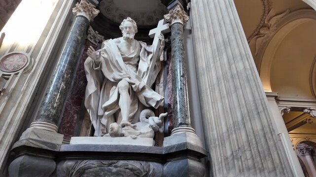 Cinematic Slow Motion Statue Of Saint Philip Saint John Lateran Rome