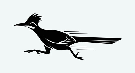 Obraz premium Fast Roadrunner Bird Silhouette Running - Speed Motion Graphic
