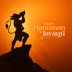 Happy Hanuman Jayanti Greeting, God Hanuman Background Design. A Hindu festival celebrated of lord hanuman birthday. © Nilesh Gohil
