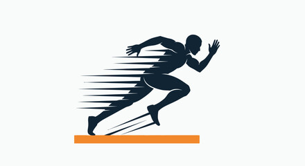 Obraz premium Silhouette of a runner in motion, symbolizing speed and athletic performance.